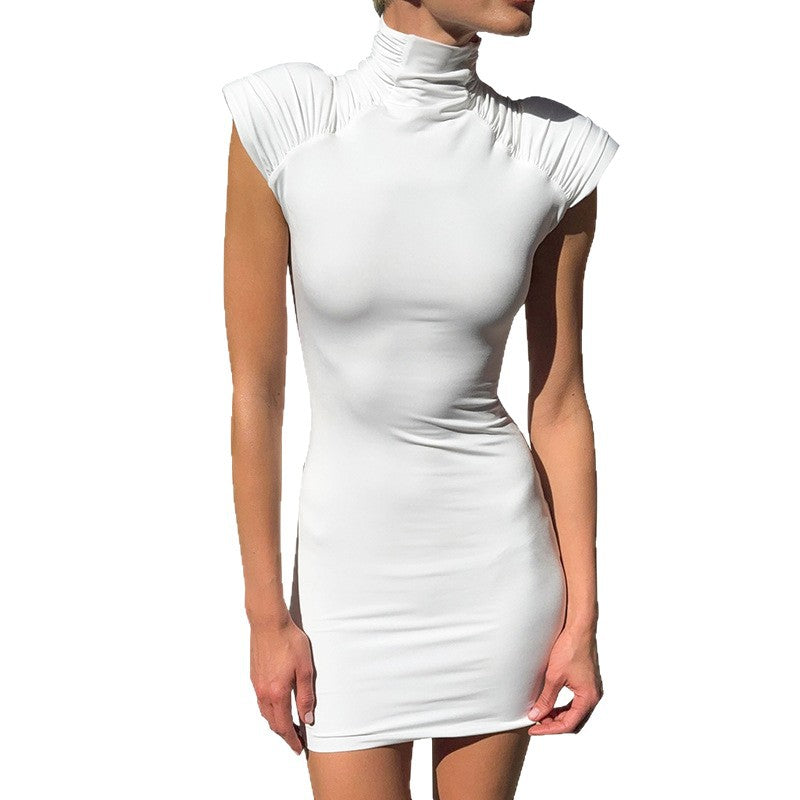 Damen Elegantes Minikleid mit hohem Kragen und raffinierten Rüschendetails Drune