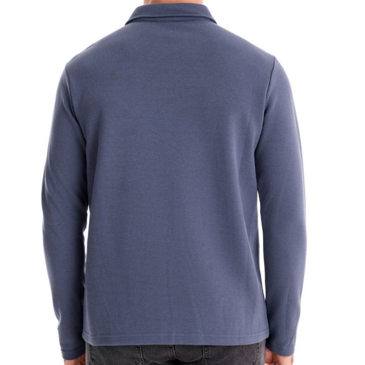 Herren Langarm Poloshirt mit intensivem Struktur-Design und klassischem Kragen Drune