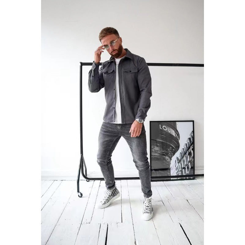Herren Hemdjacke mit Brusttaschen und taillierter Passform Drune