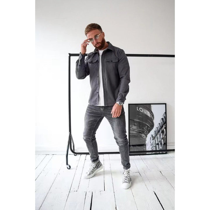 Herren Hemdjacke mit Brusttaschen und taillierter Passform Drune