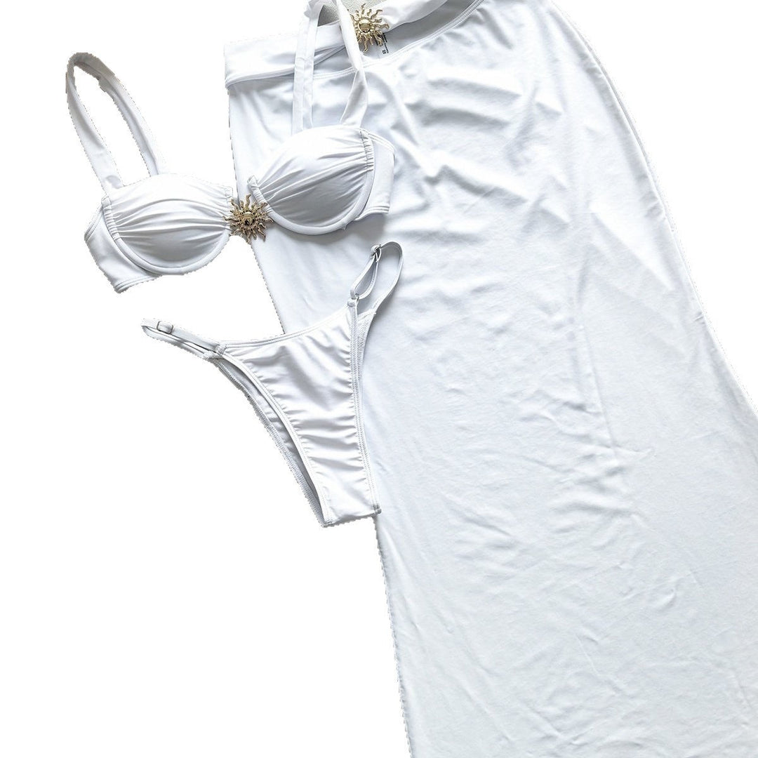 Damen Bandeau-Bikini mit hochwertiger Schlankheitswirkung und anpassbarem Rock Drune