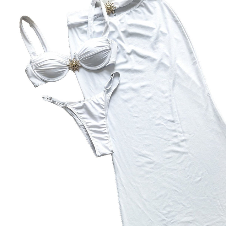 Damen Bandeau-Bikini mit hochwertiger Schlankheitswirkung und anpassbarem Rock Drune