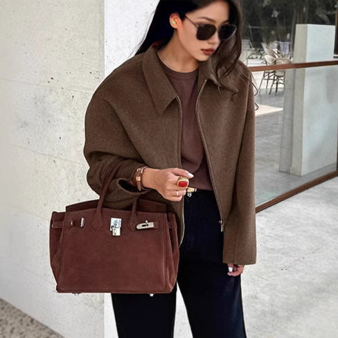 Damen Trendige cropped Jacke aus Wollmix Drune