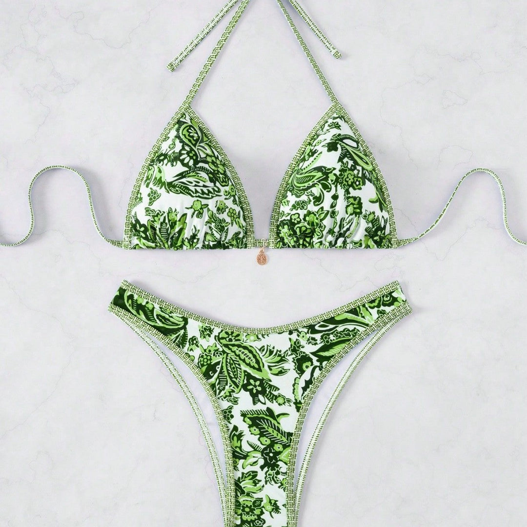 Damen Triangel-Bikini mit floraler Spitze Drune