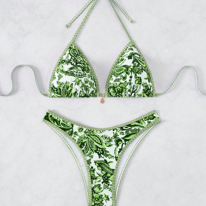 Damen Triangel-Bikini mit floraler Spitze Drune