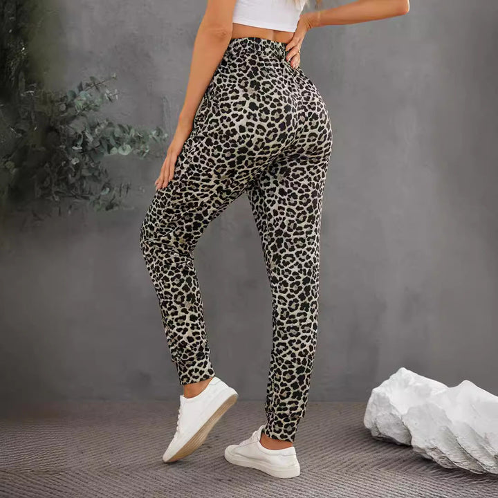 Damen Modische Sporthose im trendigen Leopardenmuster Drune