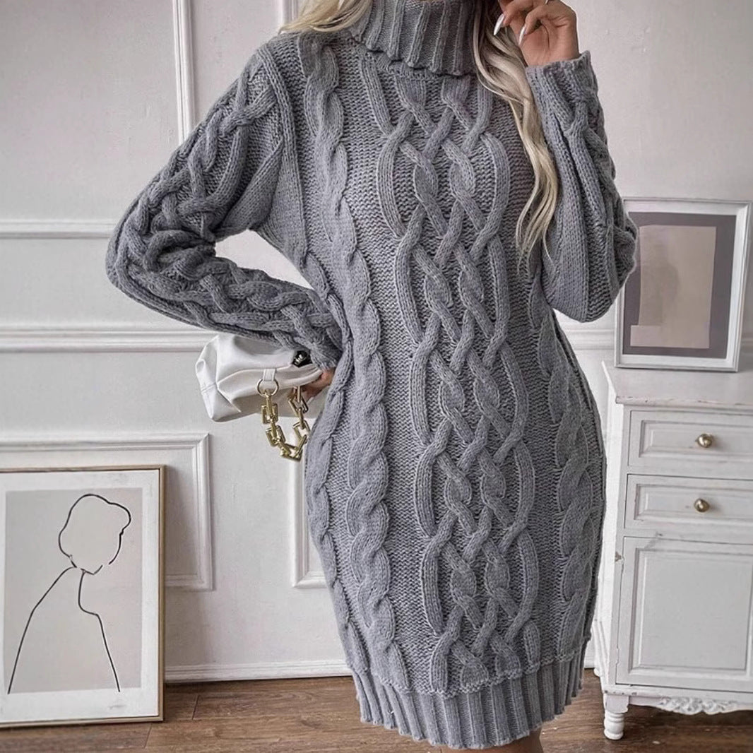 Damen Strickkleid mit elegantem Zopfdesign Drune