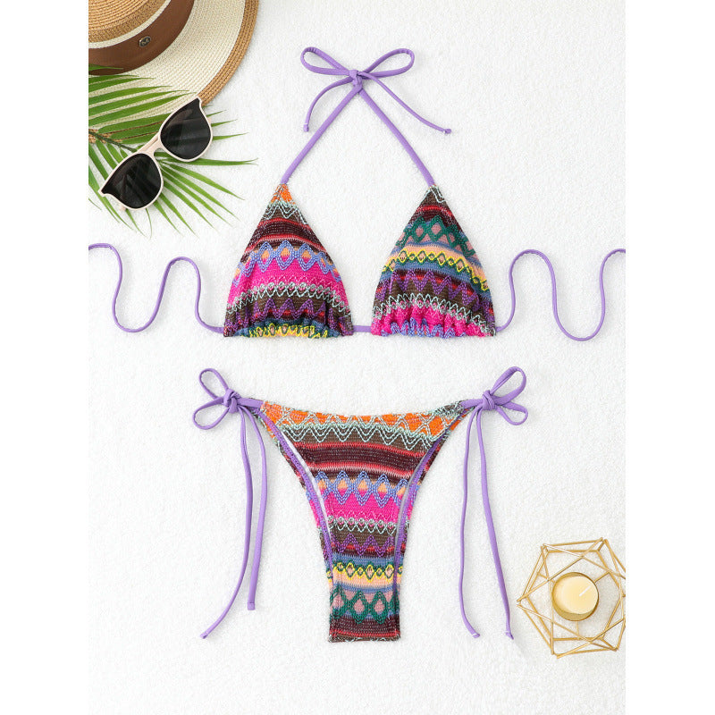 Damen Triangel-Bikini mit farbenfrohem Muster Drune