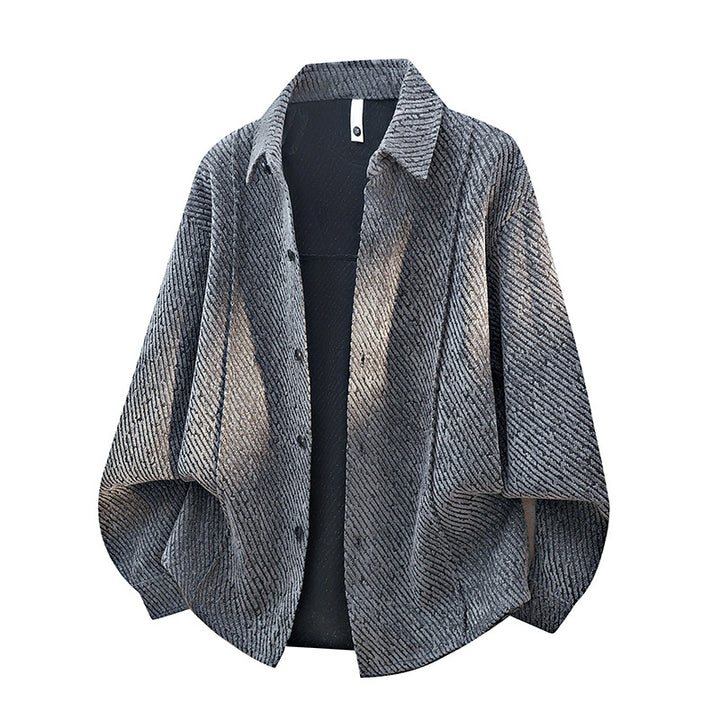 Damen großzügig geschnittene Overshirt-Jacke mit Hemdkragen und strukturierter Musteroptik Drune