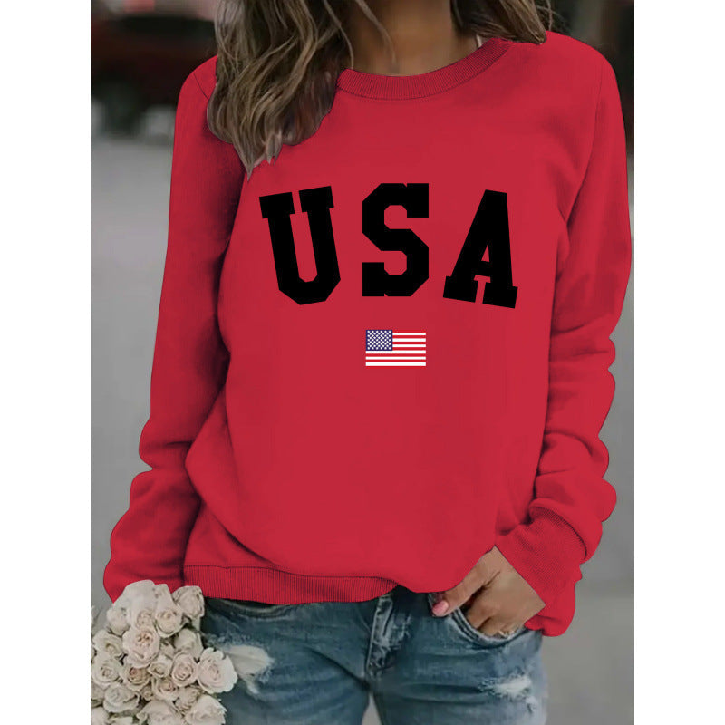 Damen Sweatshirt mit modernem USA-Statement und gemütlicher Passform Drune