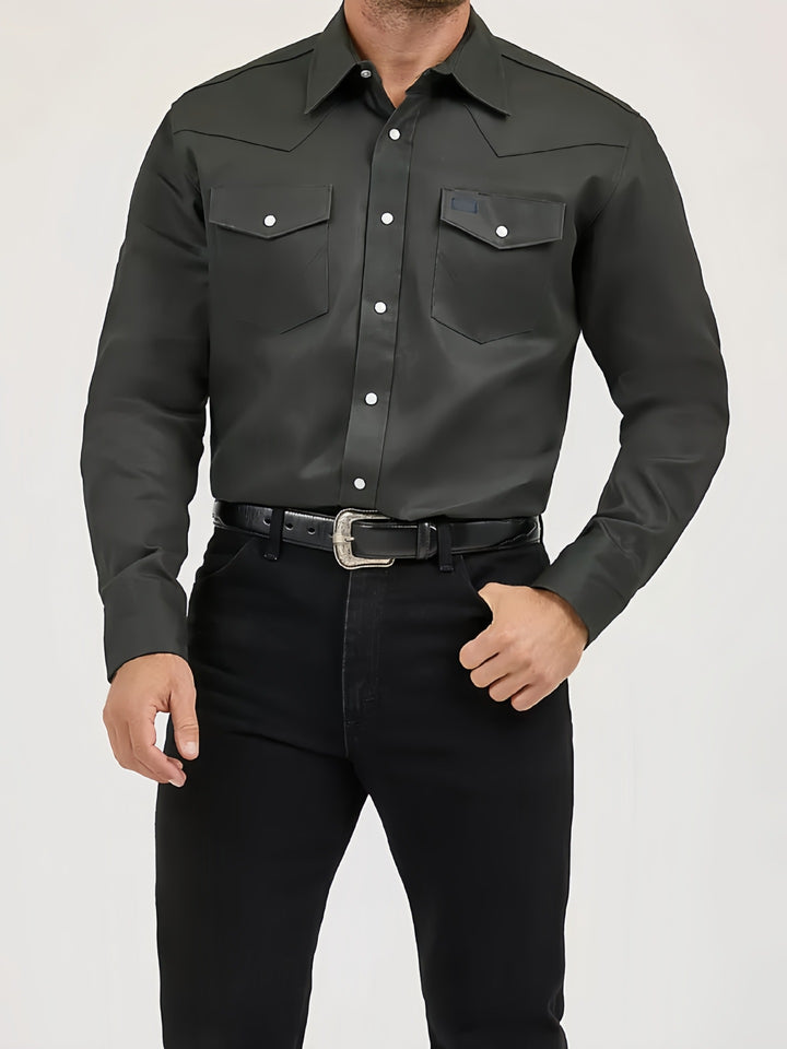 Herren Klassisches Langarmhemd mit Brusttaschen