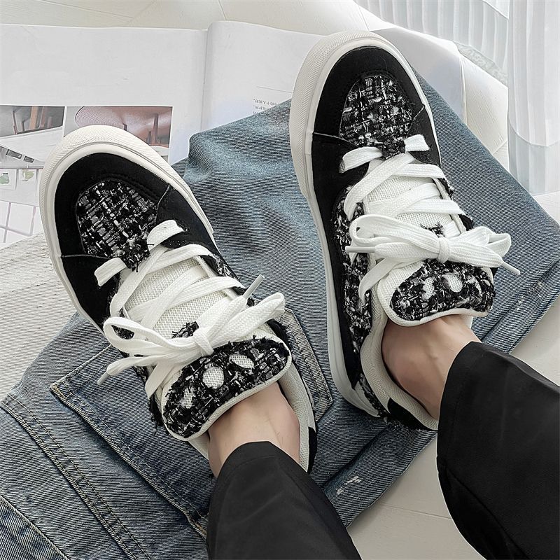 Damen Sneakers mit modischem Tweed-Design und übergroßen Schnürsenkeln Drune