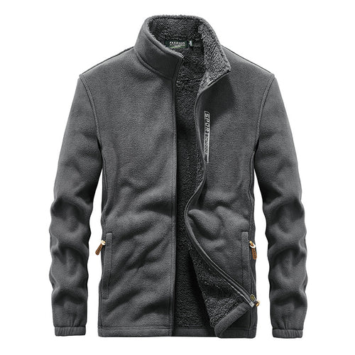 Herren Hochflor-Fleecejacke mit Sherpa-Innenfutter, Stehkragen und verdeckten Reißverschlusstaschen Drune
