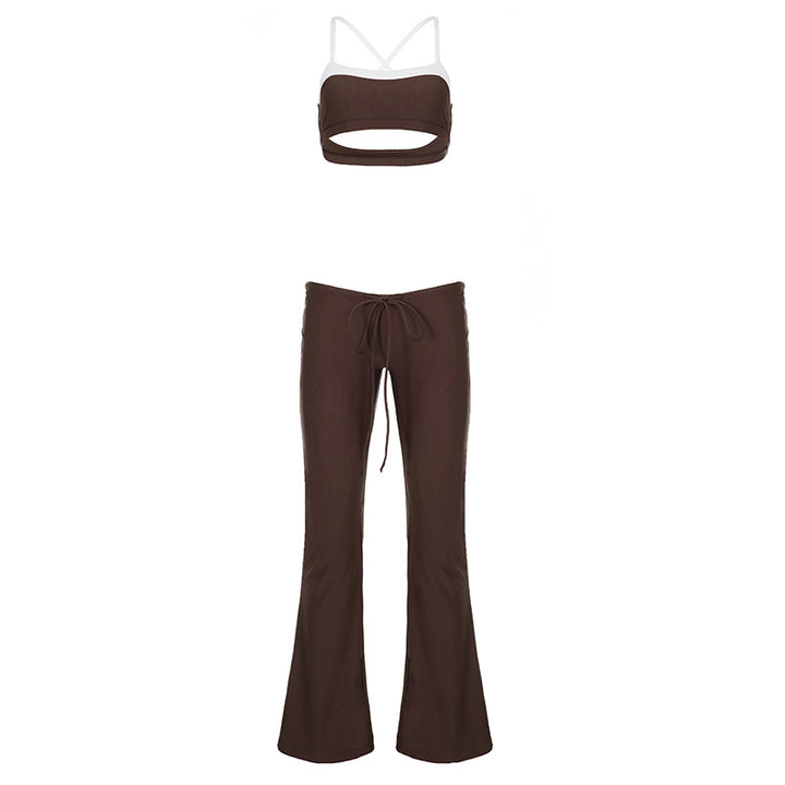 Damen Sportliches Zweiteiler-Set mit modischem Bindedetail und flared Pants Drune