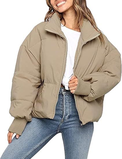 Damen Gesteppte Kurzjacke mit Stehkragen, wattierter Füllung und elastischen Bündchen Drune