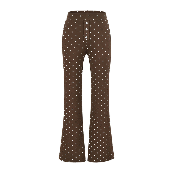 Damen Zweiteiliges Stretch-Jersey Lounge-Set mit Cropped Longsleeve und High‑Waist Schlaghose Drune
