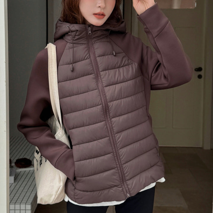 Damen Innovative Hybridjacke mit hohem Kragen und abnehmbarer Kapuze Drune