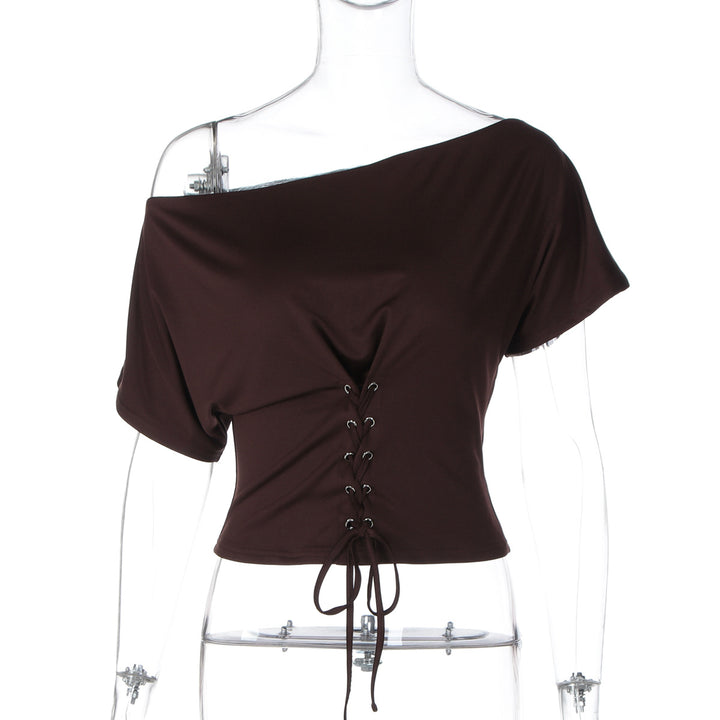 Damen Off-Shoulder Oberteil mit verstellbarem Kordelzug Drune