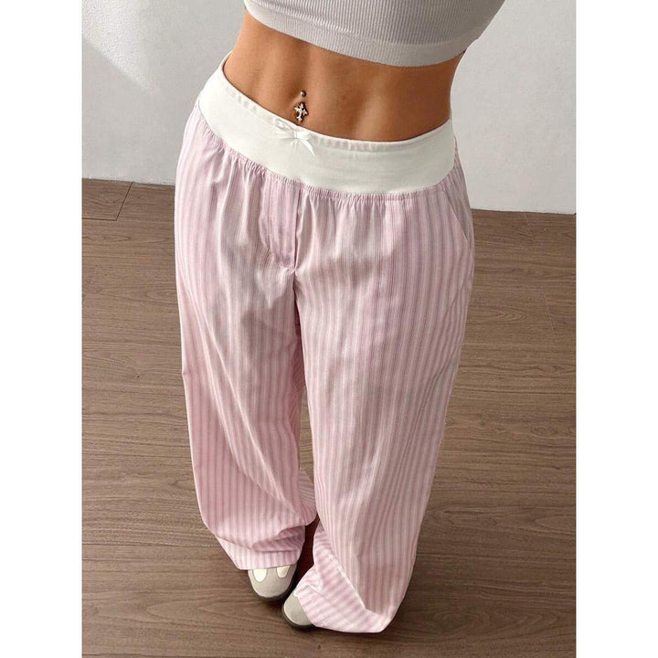 Damen lässige Palazzo-Hose mit breitem Bund Drune
