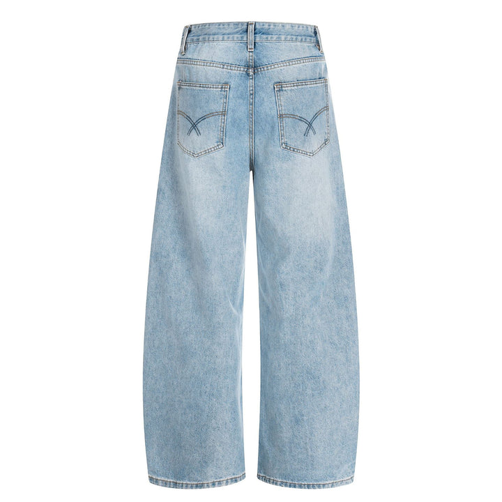 Damen Weite Cropped-Denim-Culotte mit hoher Taille und Fünf‑Taschen‑Details Drune