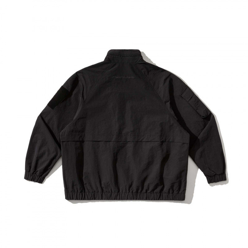 Unisex Oversize-Utility-Jacke mit Multifunktionstaschen, hohem Stehkragen und elastischem Saum Drune