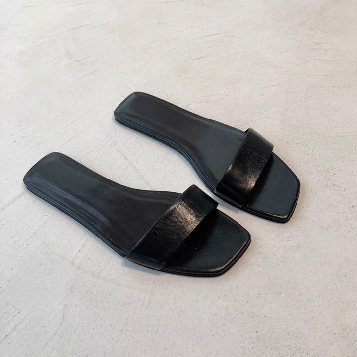 Damen Flache Sandalen mit geschwungenem Riemendesign und rutschfester Sohle Drune
