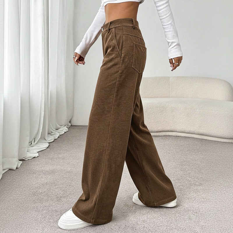 Damen Bequeme Weite Hochtaillierte Hose Drune