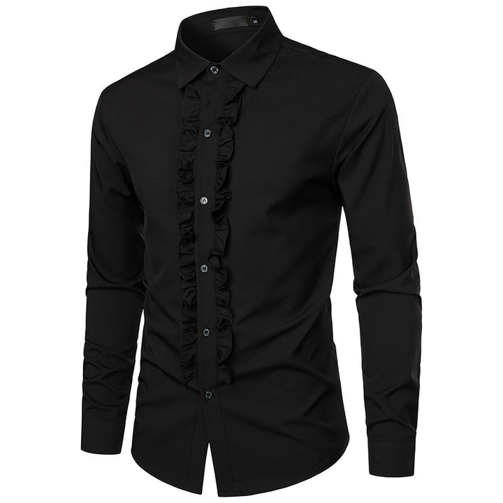 Herren Hemd mit Rüschen und eleganten Knopfdetails Drune