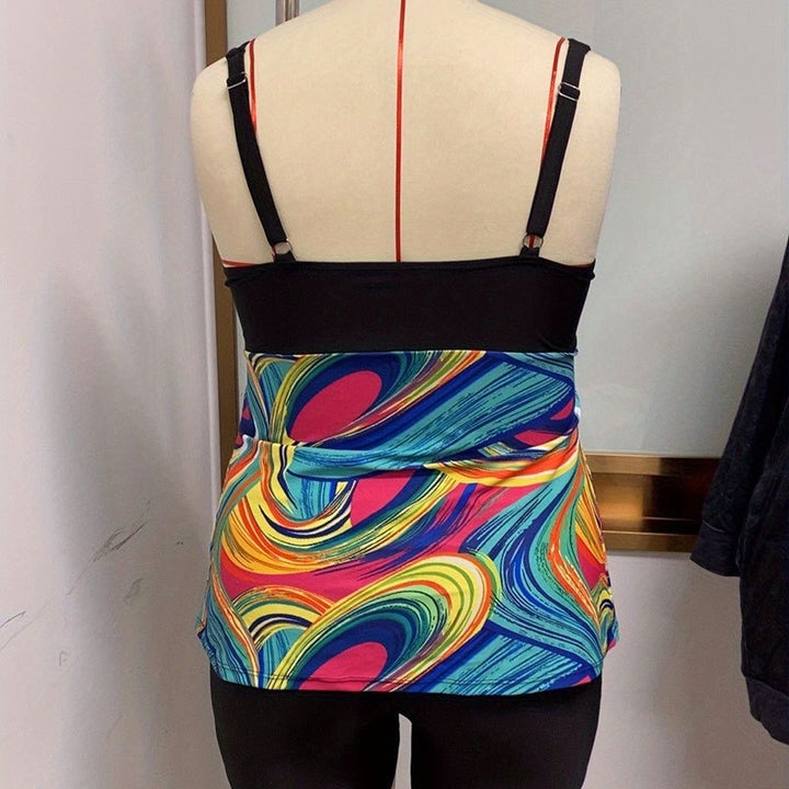 Damen Sportliche Tankini mit buntem Muster Drune