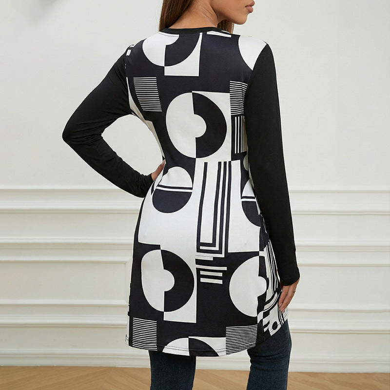 Damen Asymmetrisches Langarmoberteil mit geometrischem Muster Drune