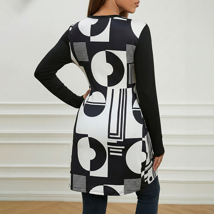 Damen Asymmetrisches Langarmoberteil mit geometrischem Muster Drune