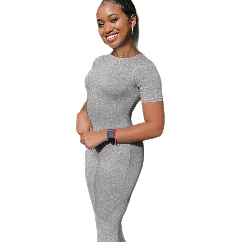 Damen figurbetonter Jumpsuit mit elegantem Reißverschluss und schmalem Bein Drune
