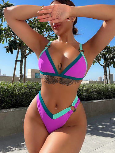 Damen Zweiteiliges Bikini-Set mit kontrastierenden Details Drune