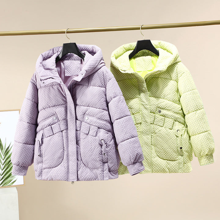 Damen Modische leichte Pufferjacke mit praktischen Taschen und Kapuze Drune