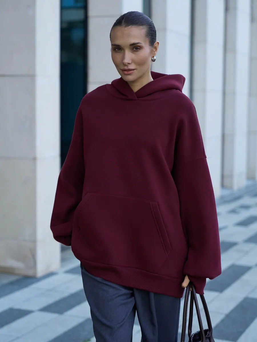 Damen Oversized Kapuzenpullover mit extra weitem Schnitt und Kängurutasche Drune