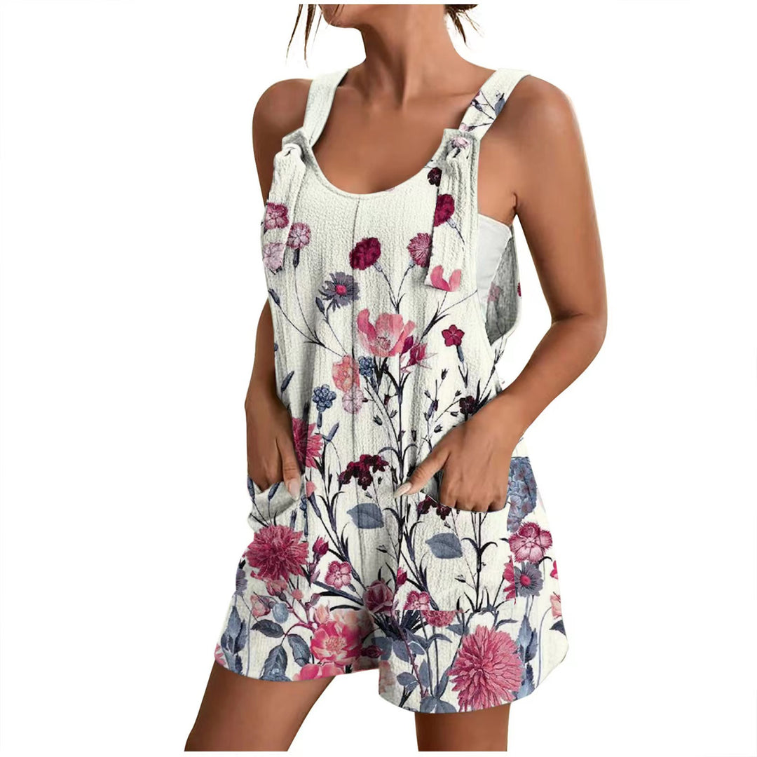 Damen luftiger Overall mit floralen Mustern und praktischen Taschen Drune