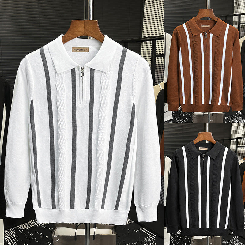 Herren Modisches Kurzarm Strickoberteil mit Reißverschluss Drune 1787964672