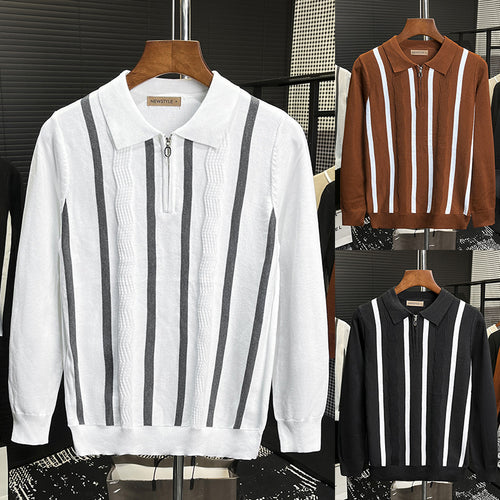 Herren Modisches Kurzarm Strickoberteil mit Reißverschluss Drune 1787964672