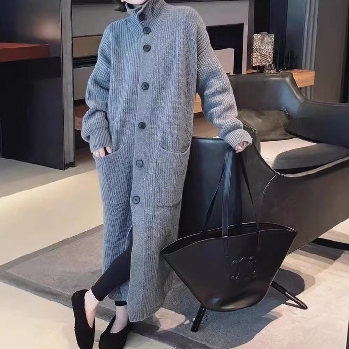 Damen Großer Strickcardigan mit Knopfverschluss und Taschen Drune