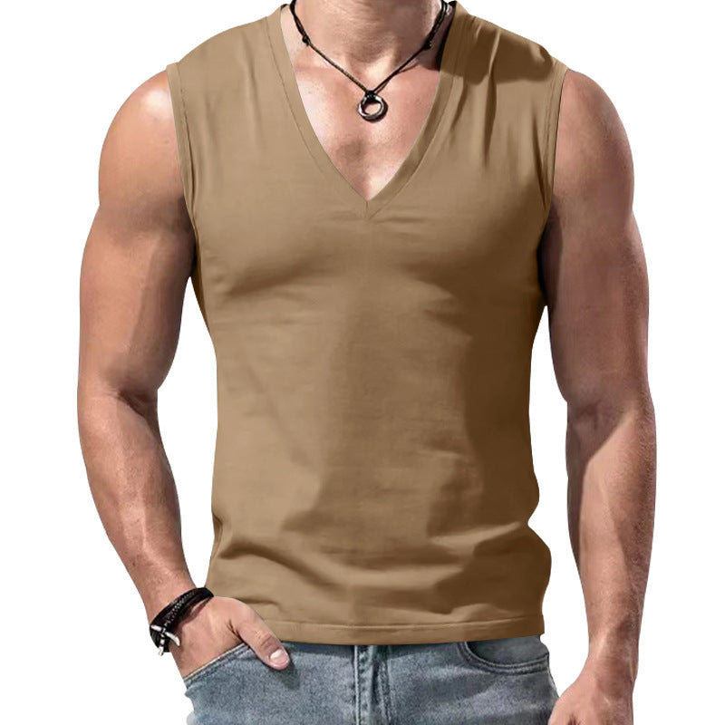 Herren nan figurbetontes ärmelloses V-Ausschnitt Muskelshirt Drune