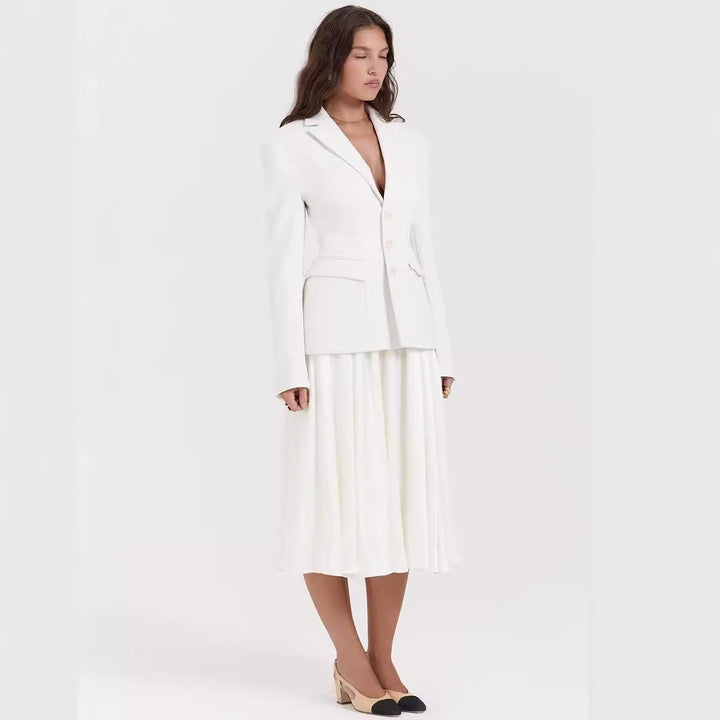 Damen elegante Blazerjacke mit tailliertem Schnitt und klassischem Revers Drune