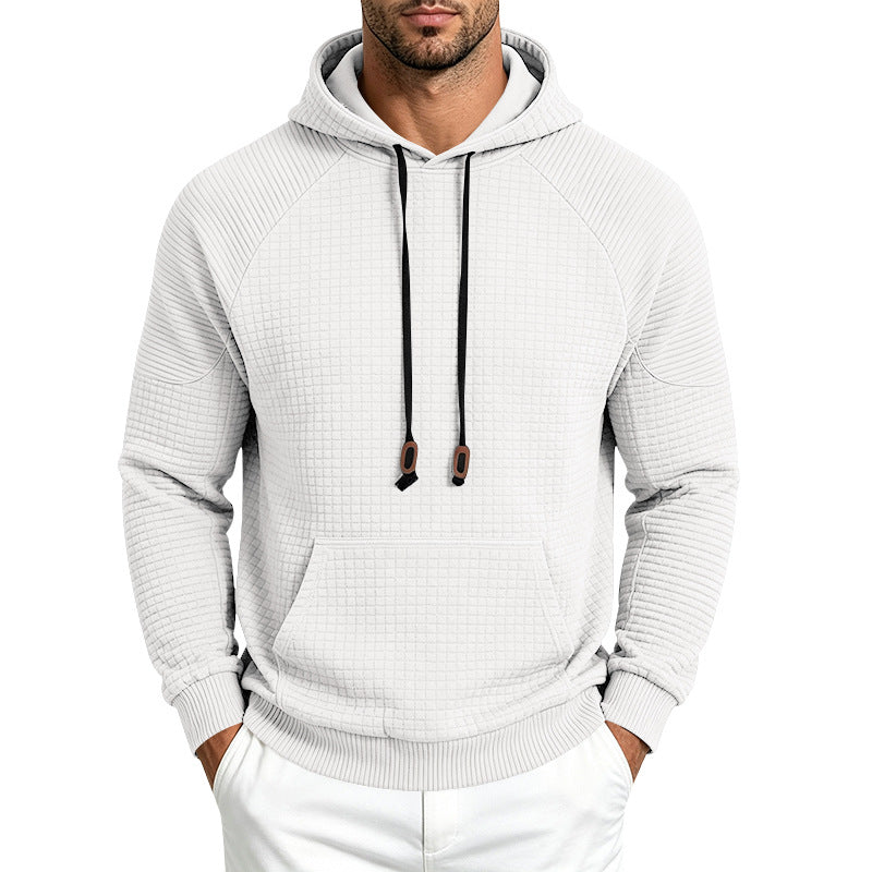 Herren Sportlicher Kapuzenpullover mit Waffelstruktur, Raglanärmeln und Kängurutasche Drune