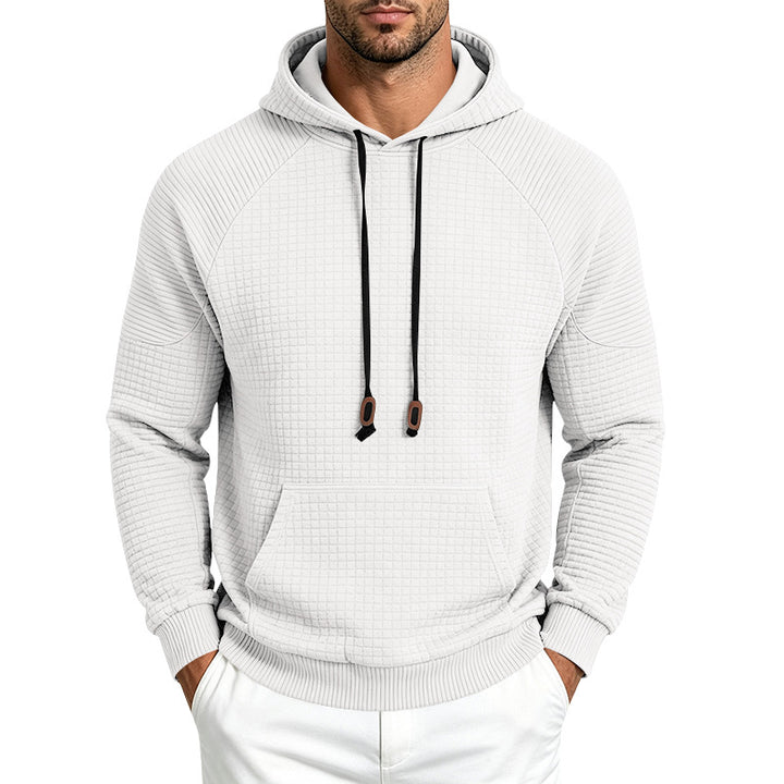 Herren Sportlicher Kapuzenpullover mit Waffelstruktur, Raglanärmeln und Kängurutasche Drune