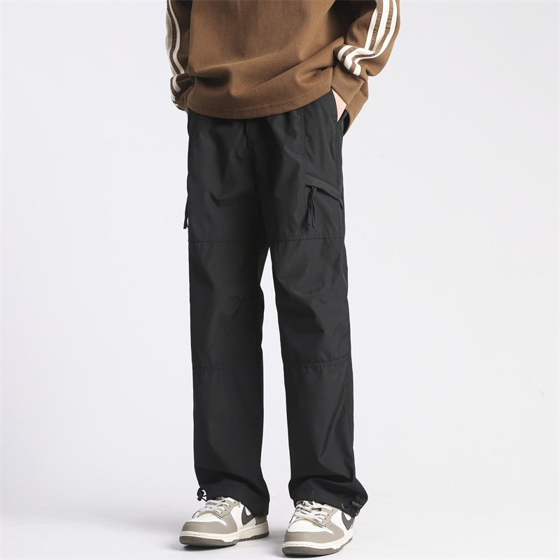 Herren Cargo-Twill-Hose mit elastischem Bund, Reißverschlusstaschen und Kordelzug Drune