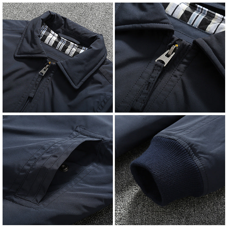 Herren Übergangsjacke im Harrington-Stil mit gesteppter Innenfütterung und Rippbündchen Drune