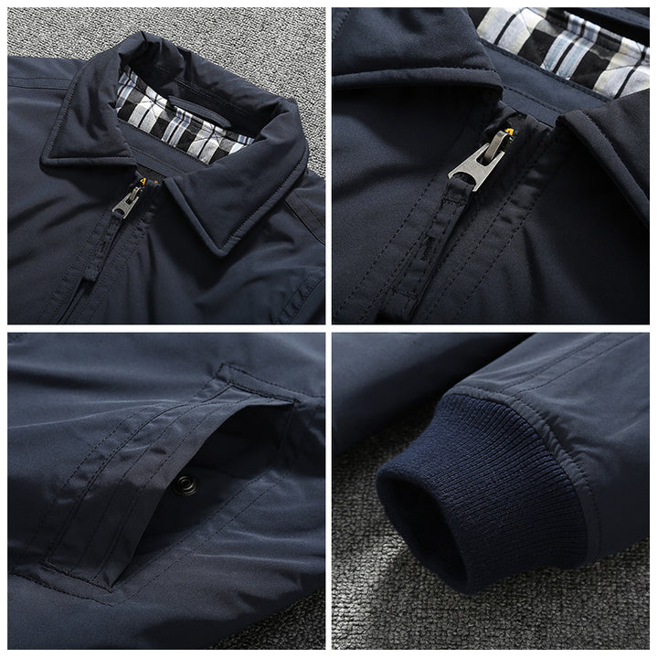 Herren Übergangsjacke im Harrington-Stil mit gesteppter Innenfütterung und Rippbündchen Drune