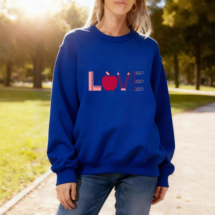 Damen Sweatshirt mit kreativem Love-Motiv Drune