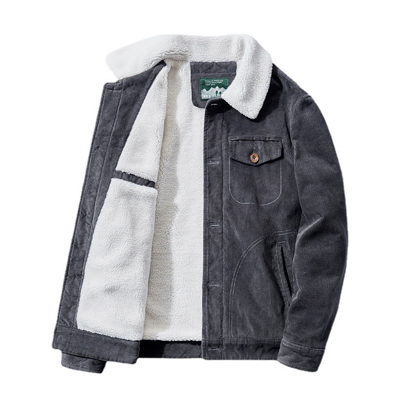 Herren Lässige Cordjacke mit Teddyfutter Drune
