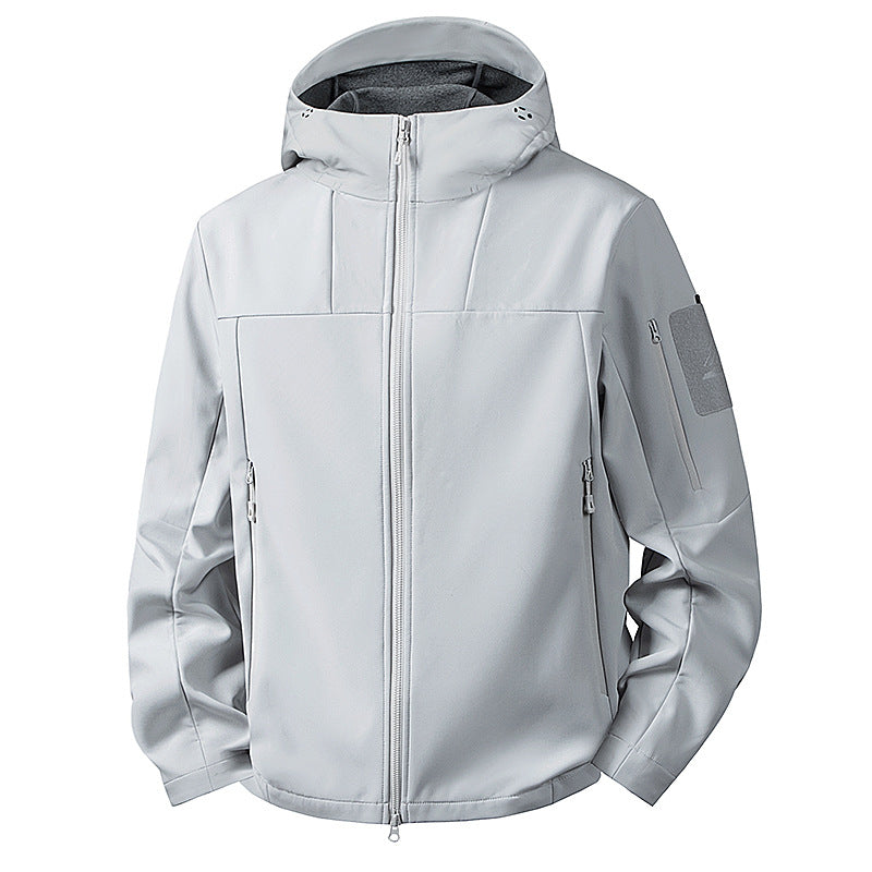 Herren wind- und wasserabweisende Softshelljacke mit Kapuze und taktischen Taschen Drune