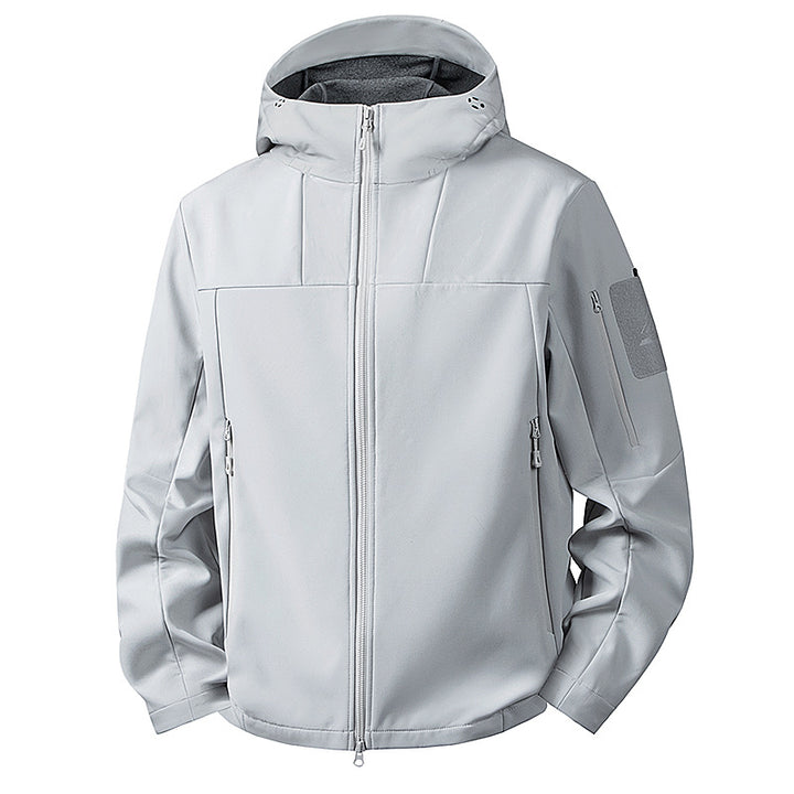 Herren wind- und wasserabweisende Softshelljacke mit Kapuze und taktischen Taschen Drune